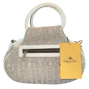 Patricia‎ Nash Milburn Crossbody Bag Beige Cable Knit Ivory Leather Trim NWT